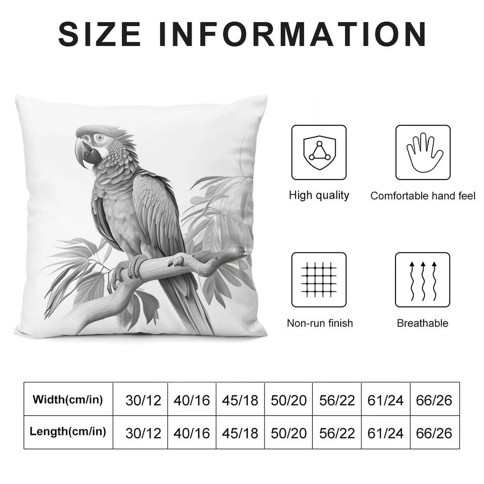 Black and white Parrot pencil drawing Throw Pillow Pillowcase Cushion Marble Cushion Cover Covers For Sofas pillow