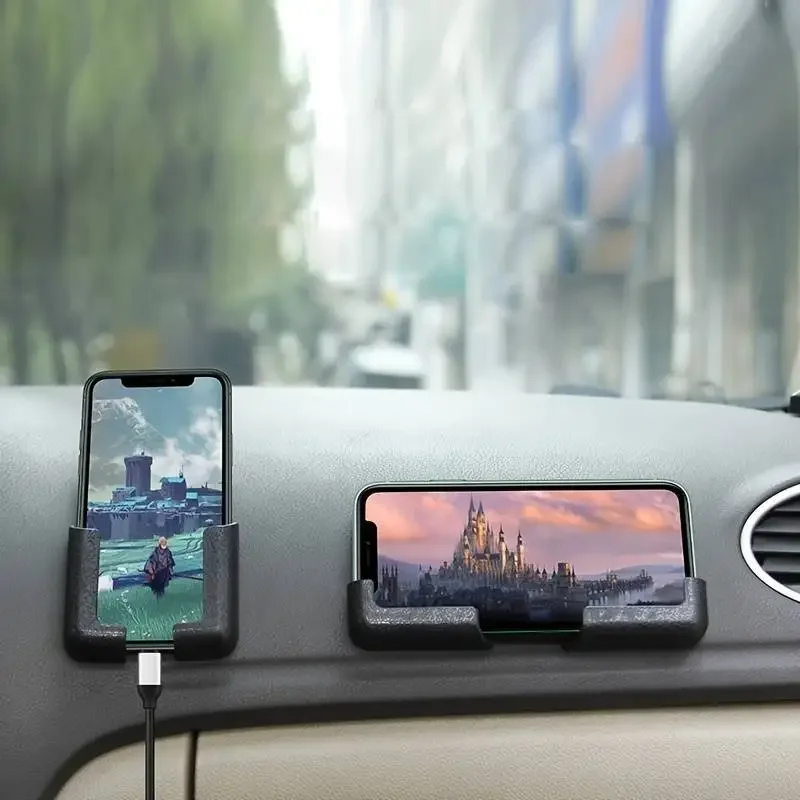 Black Stick-on Mobile Phone Navigation Bracket Dashboard Adjustable Width Car Indoor Adhesive Mobile Seat Holder Accessories New