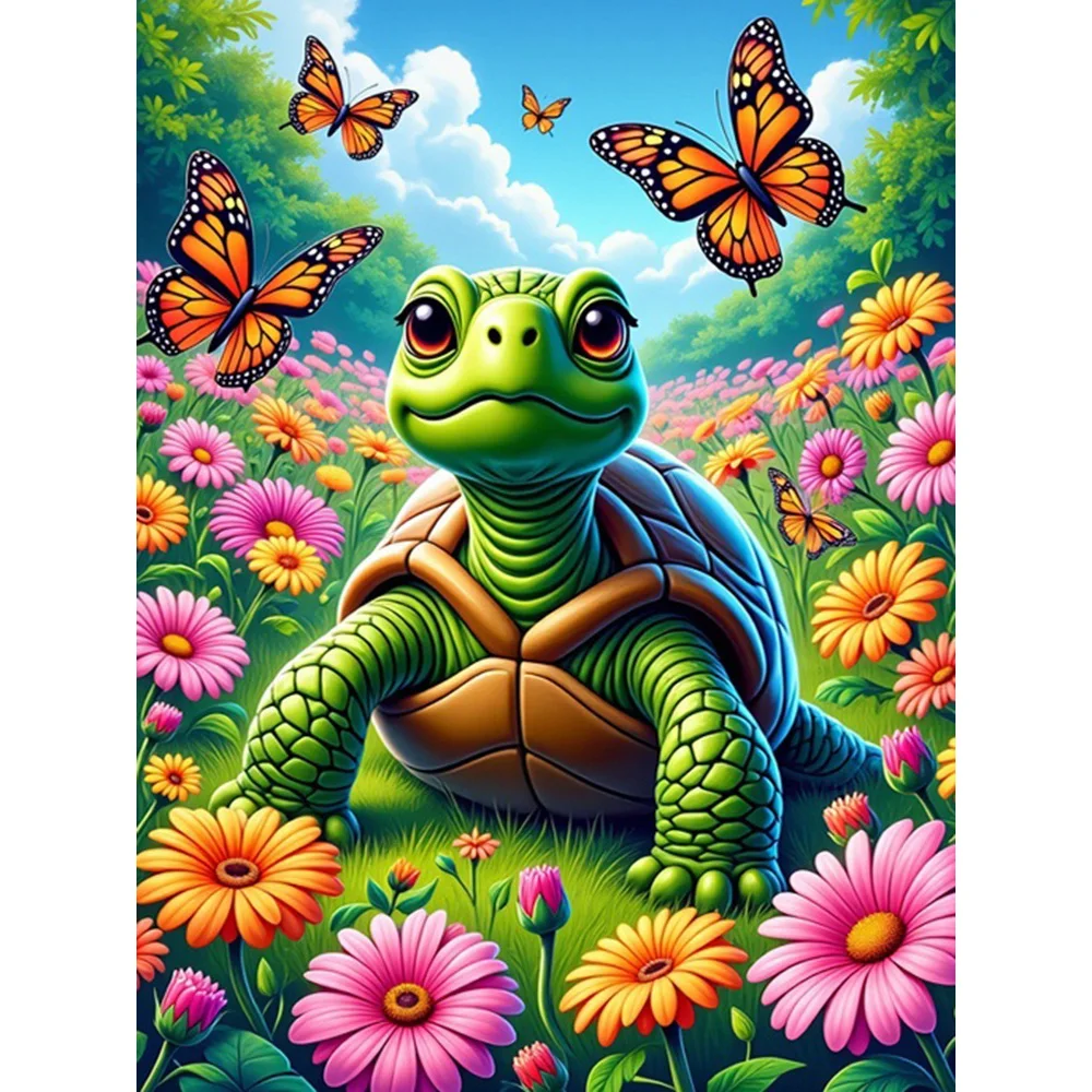 

EverShine Diamond Painting Turtle DIY 5D Full Square Round Drill Mosaic Flower Embroidery Animal Creative Leisure Decor For Home