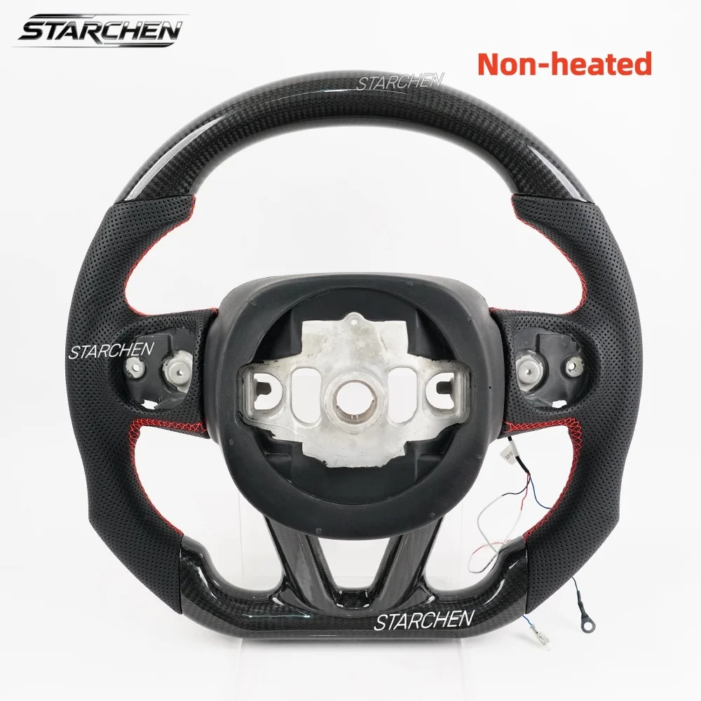 Real Carbon Fiber Smart Colored LED Steering Wheel for Dodge Charger Challenger Durango Srt Hellcat 2015-2026 (Heated)