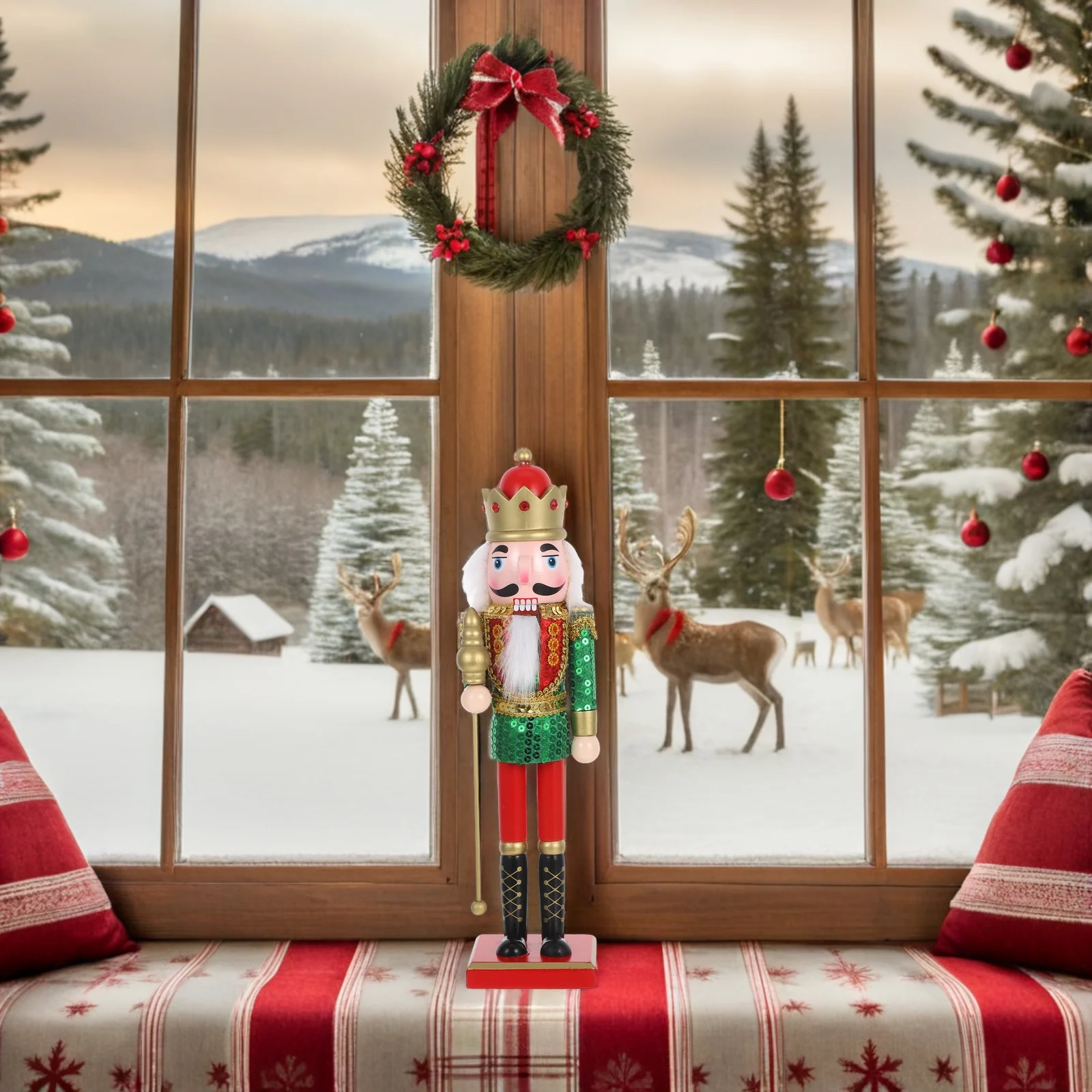 عيد الميلاد كسارة البندق الديكور 38 سنتيمتر الحرفية الخشبية الملونة عيد الميلاد الجدول محور رمز الشجاعة #2