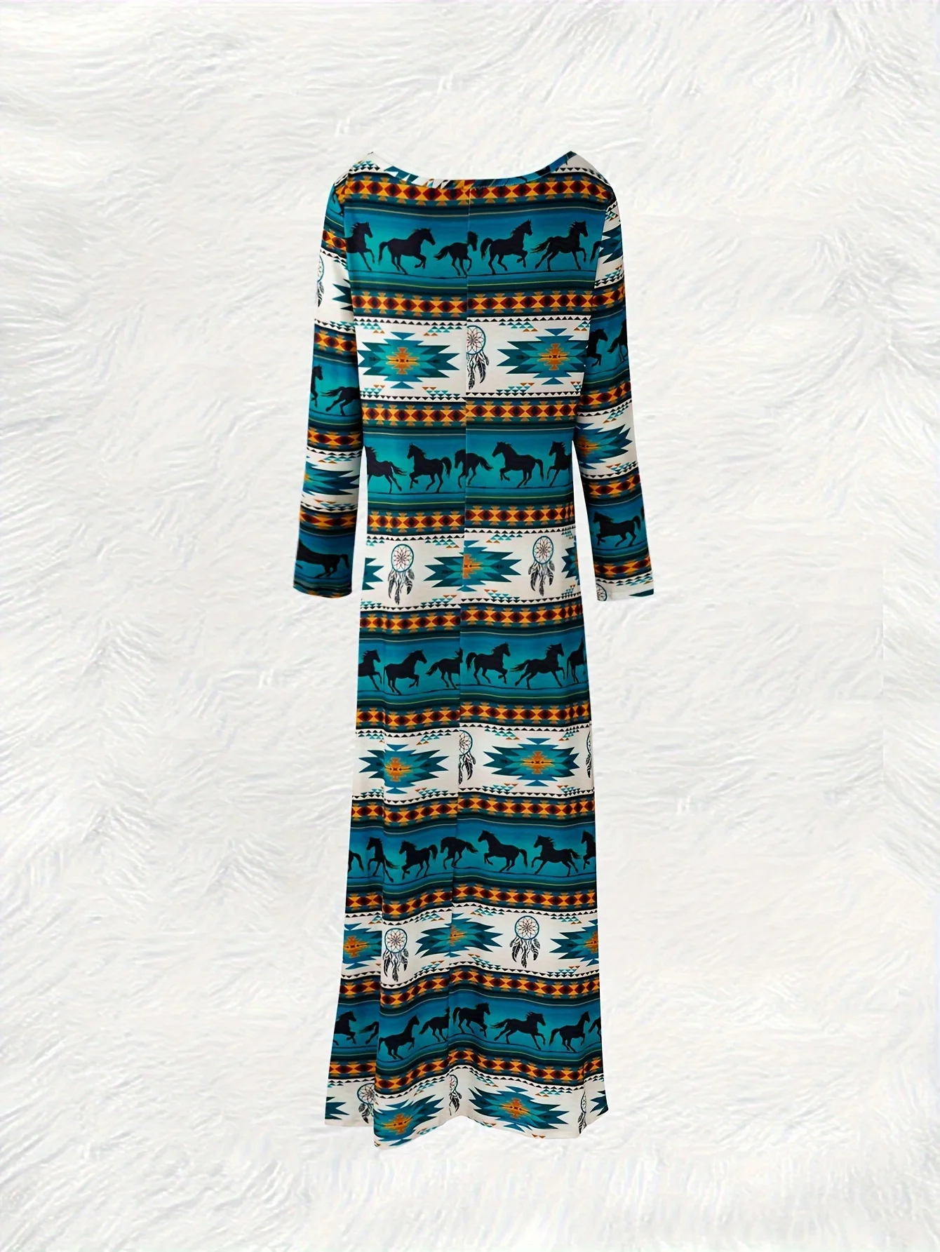 Printed Design Casual Style Horses And Dreamcatcher Tribal Print Women's Dress