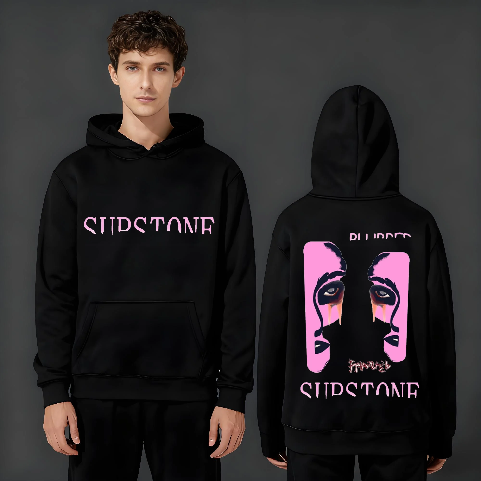 

Новейшая модная повседневная мужская и женская толстовка с капюшоном весом объемом 330 грамм весом 2025 года с модными принтами букв и лицом.