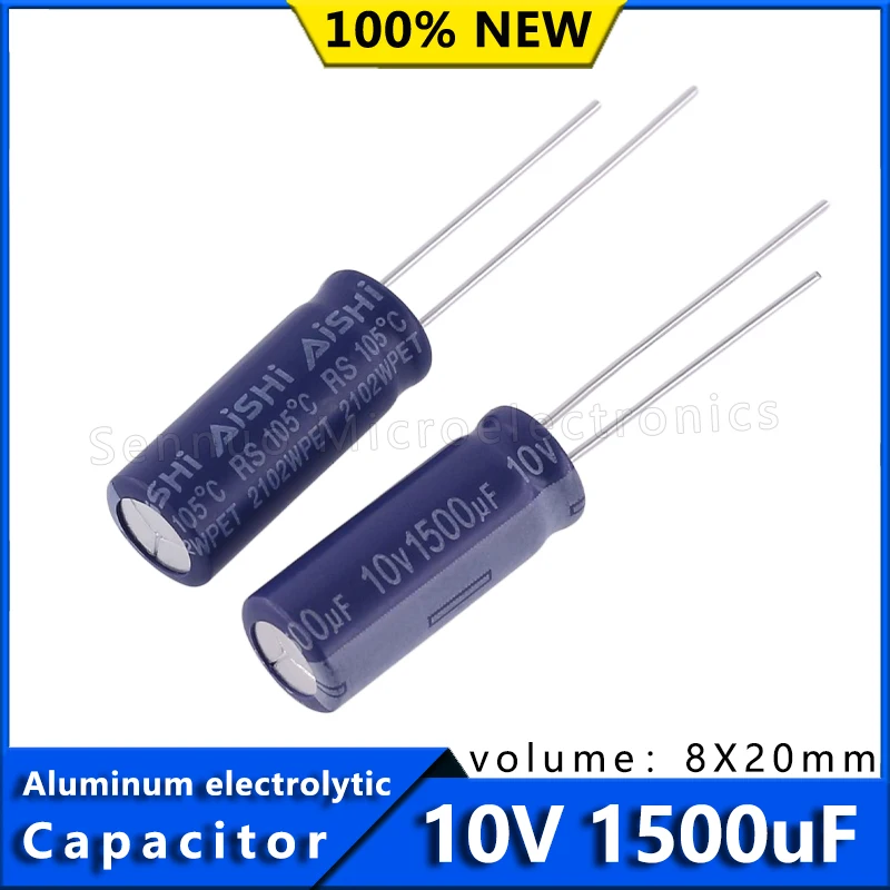 10 new AISHI blue capacitors 1500uF aluminum electrolytic capacitor 10v 1500uf 8x20 high frequency low resistance