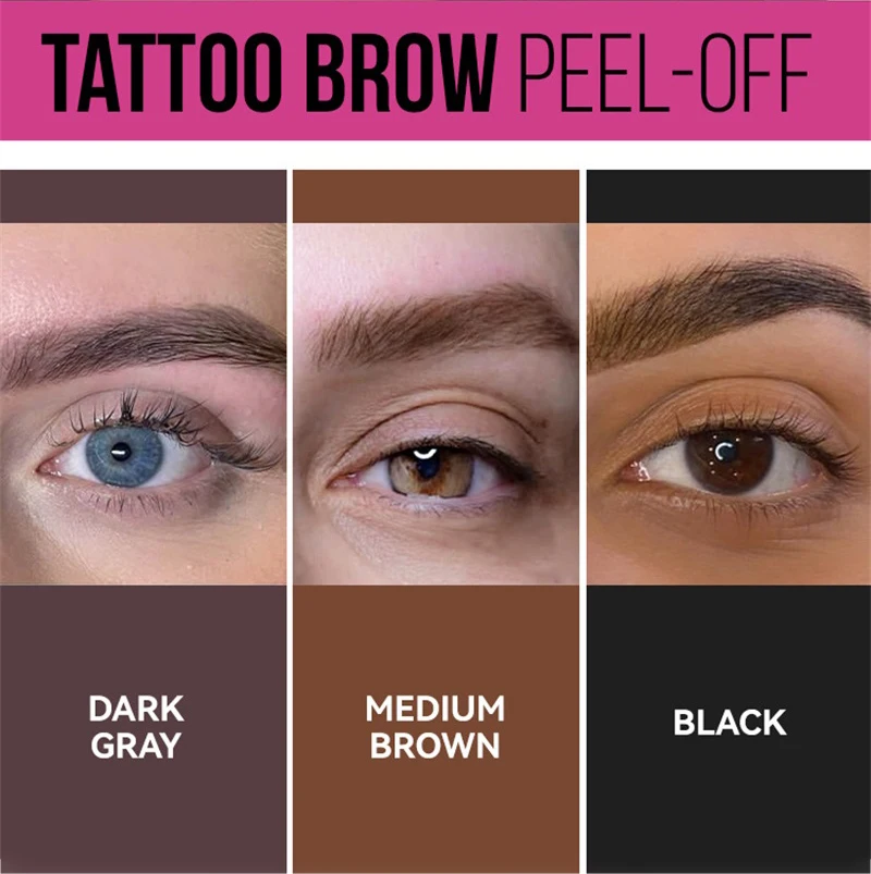 EyebloggGel-Teinture Peel-Off pour les Sourcils, Teinte de Tatouage, Imperméable, Semi-Continu, Résistant à la Transpiration, Crème Peel Off, Noir, 3 Jours