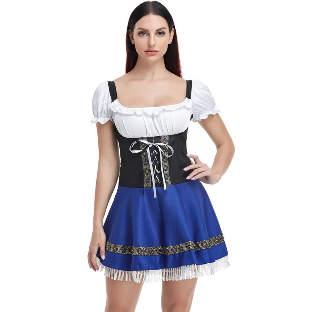 

Women Medieval German Oktoberfest Dress Traditional Bavarian Beer Maid Wench Cosplay Costumes