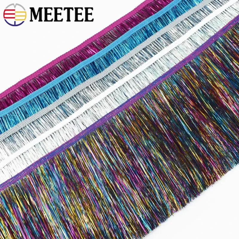 5/10M 10/15/20cm Colorful Brilliant Tassel Lace Glitter Fringe Latin Dress Stage Clothes Decor Ribbon DIY Sewing Accessories