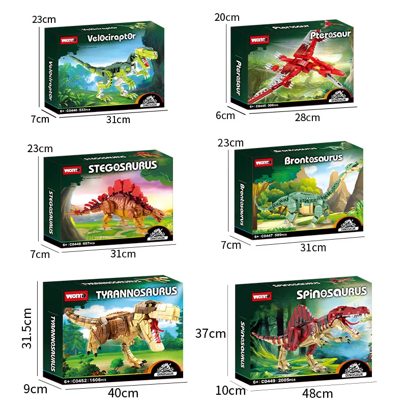 Big Dinosaur Building Block Jurassic Tyrannosaurus Rex World 2 DIY Assembly Bricks Figures Dino Pterosaur Toy Kids dinosaur Gift