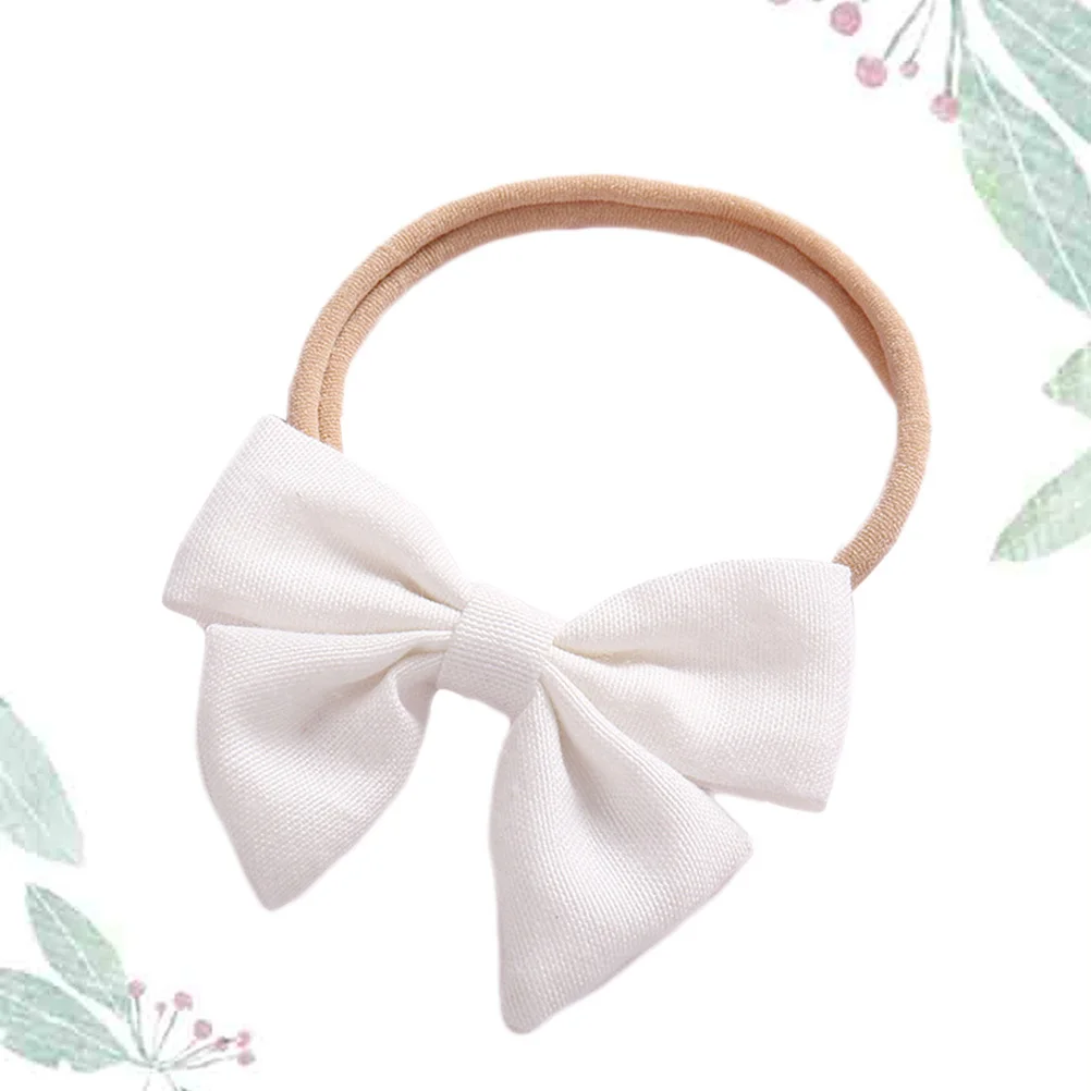 

White Handmade Fabric Headband Bow Soft Breathable Hair Accessories for Newborn Infant Toddler Baby Girls Headbands for Babies