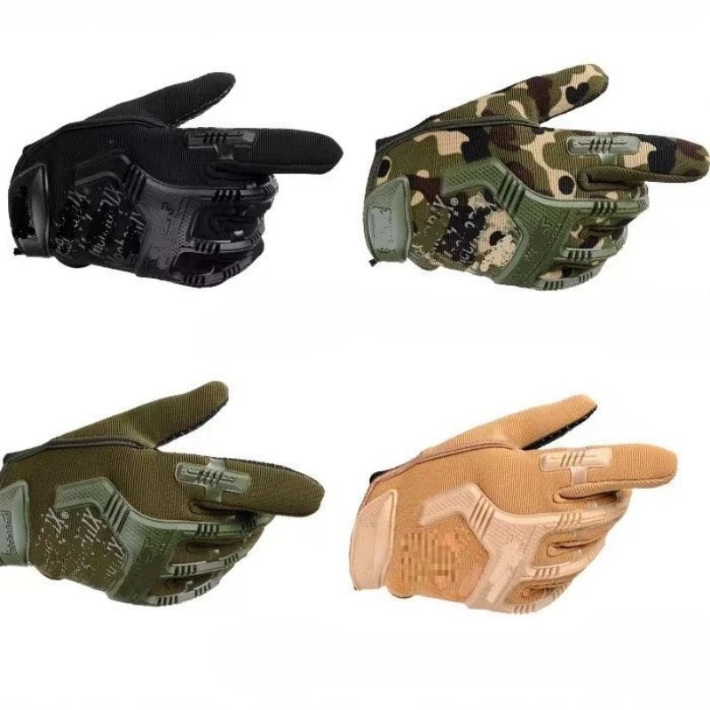 Outdoor Bicycle Riding Camouflage Gloves Full Finger Protective Gloves Male Training Fighting Non-slip Gym Gloves One Size