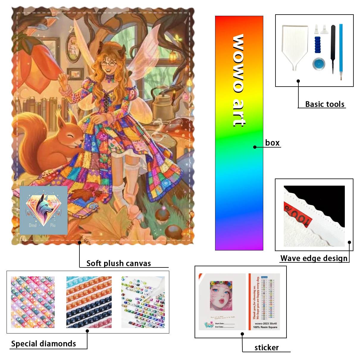 

【Piu Diamond Art】Niña colorida y ardilla Crystal AB Rhinestone FD Rhinestone Perfect Resin Diamond