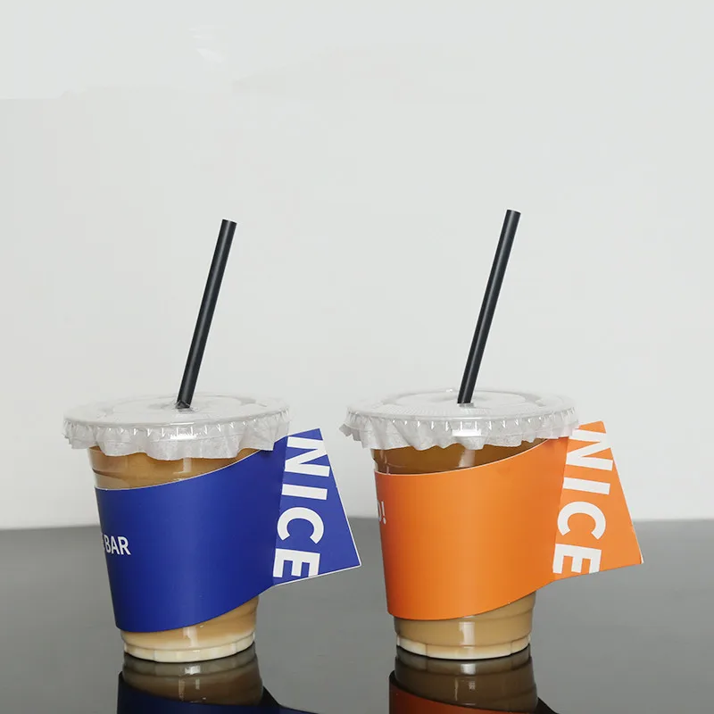 

20pcs Disposable coffee cup plastic pet clear milk tea cold drink takeaway packaging cup with lid and straw and sleeve 400ML