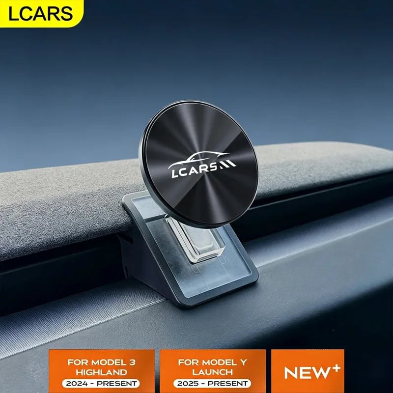 Lcars Car Phone Holder Suitable for Model 3 Highland 2024, Model Y Launch 2025 Models, One-Handed Operation, Space-Saving, Does Not Block the Line of Sight for Driving Navigation