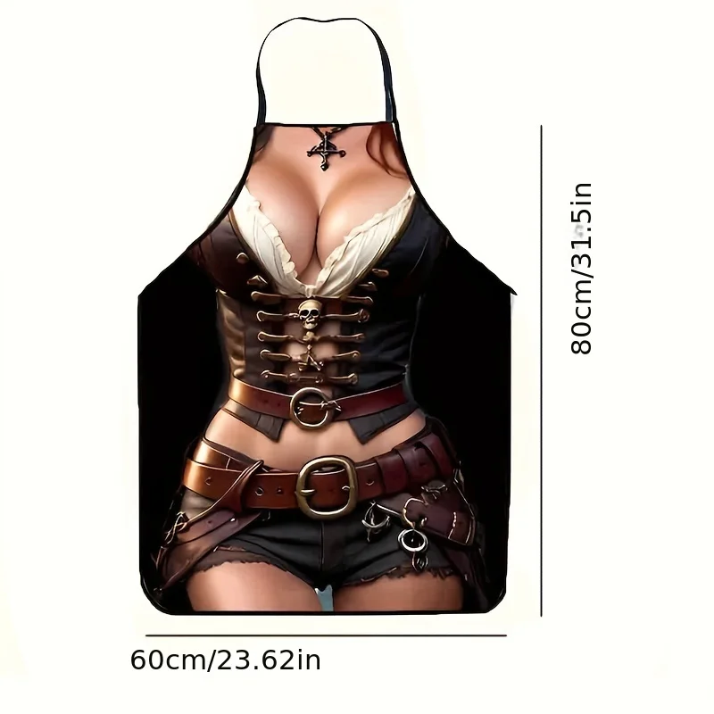 Pirate-Themed Female Apron - Stylish Kitchen Cooking Apron with Corset and Belt, Perfect for Parties & Cooking