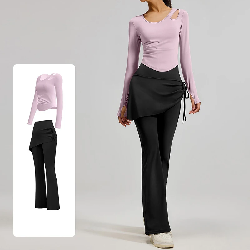 2026 Fashion Women High Quality Solid Color 2 Piece Yoga Sets with Built-In Bra Pads Skinny Fit Running Pilates Workout Outfit