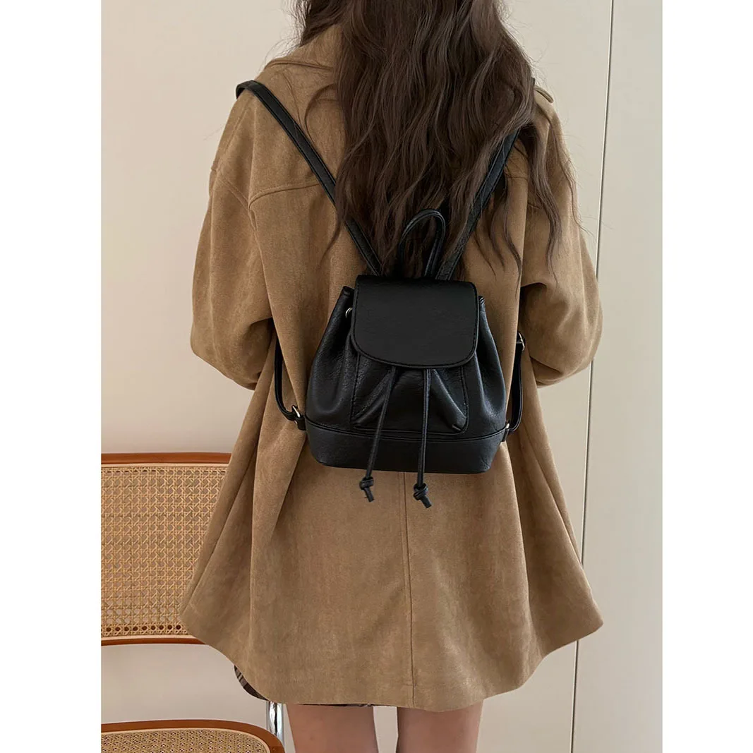 Solid Small String Backpacks PU Large Capacity High Quality Cute Fresh Fashion Backpacks for Women 2024 Casual Versatile on Sale