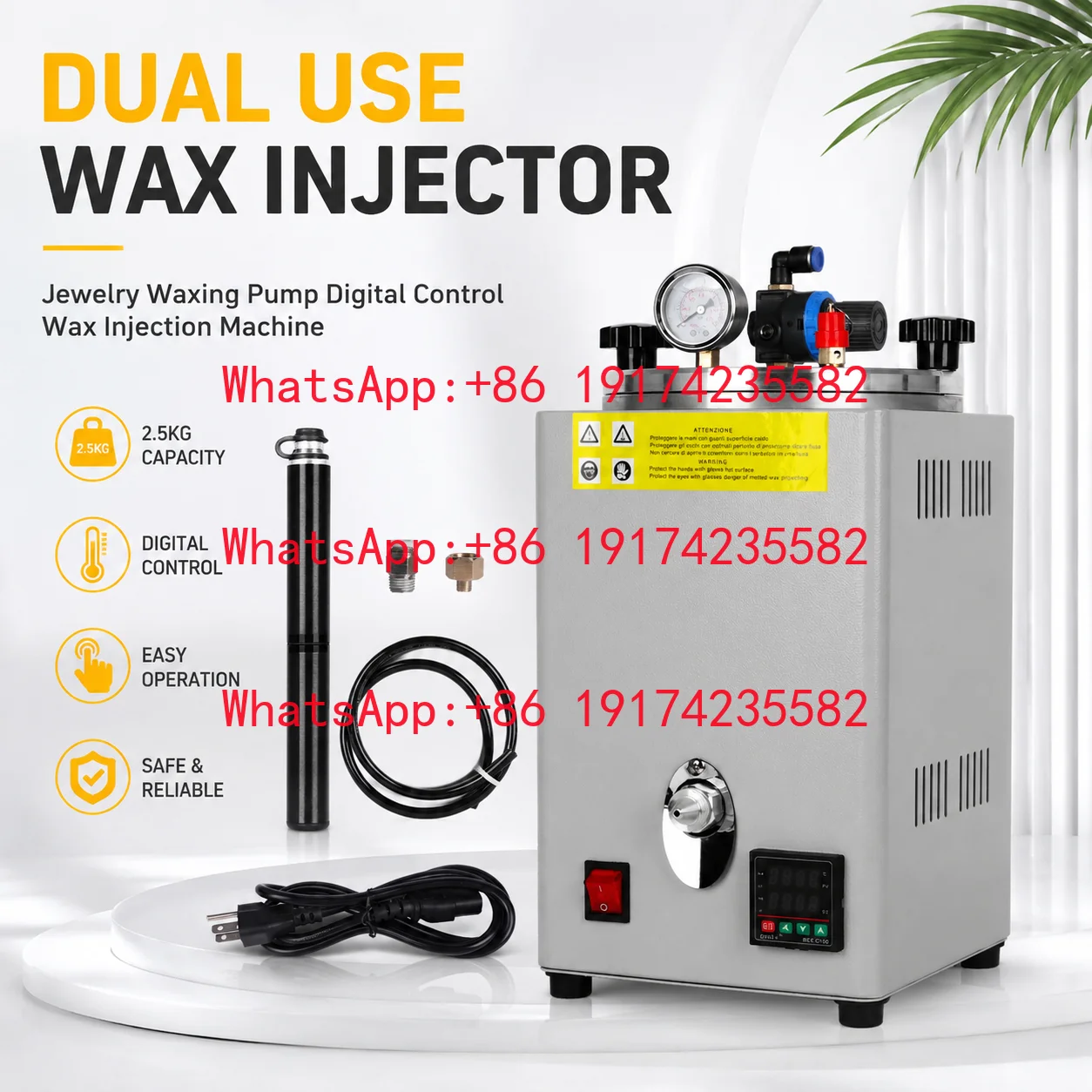 2.5kg Capacity Small Wax Injector Jewelry Casting Injection Machine Dual Use Pump Waxing Injector Pump Injection Wax Machine