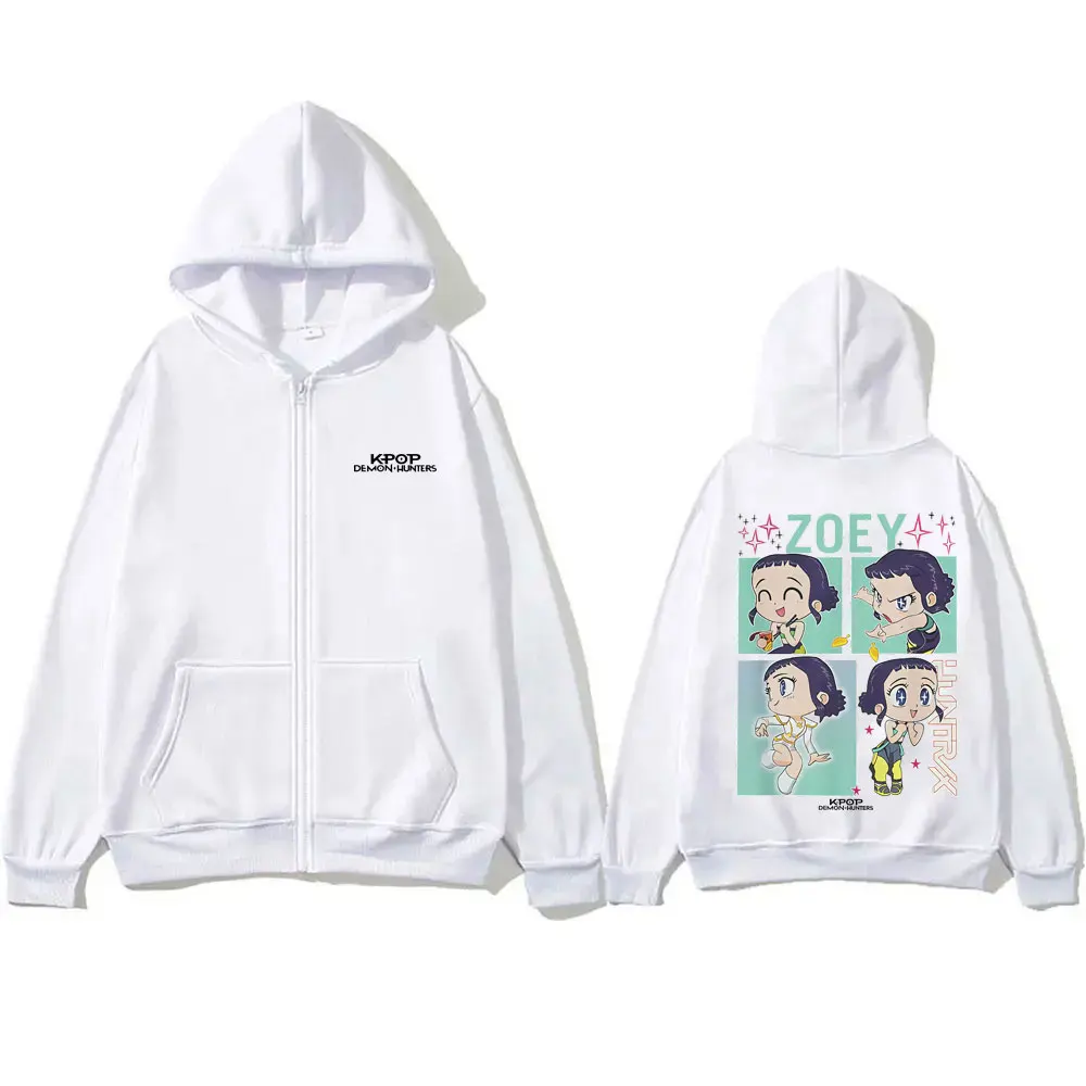 

Movie Kpop Demon Hunters Rumi Mira Zoey Zipper Hoodie Men Women Fleece Cotton Zip Up Jacket Cartoon Oversized Zip Up Sweatshirt