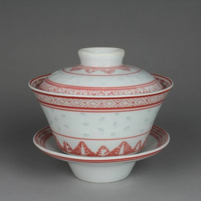 كوب بغطاء أوراق شجرة جينغدتشن الصيني مقاس 4.1 بوصة