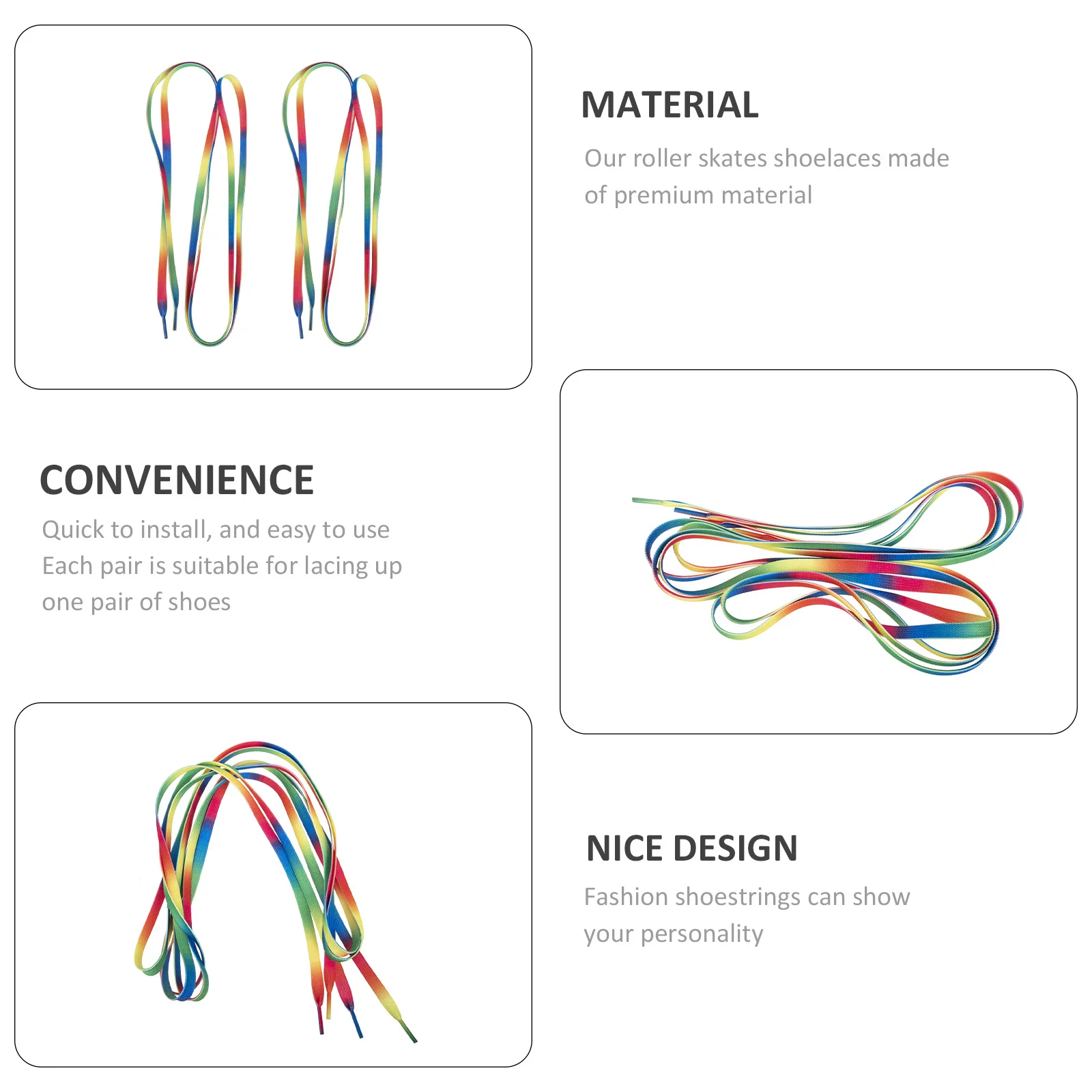 1 زوج أربطة أحذية مسطحة ملونة أنيقة تزلج أربطة أحذية الأسطوانة تزلج اكسسوارات مقاومة للاهتراء أربطة الحذاء الرياضية