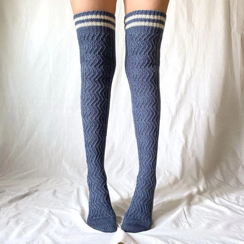 Calcetines por encima de la rodilla de punto de Cable para mujer, medias femeninas, calcetines altos hasta el muslo, gruesos, cálidos, ropa de casa, invierno, regalos de Navidad, nuevos estilos