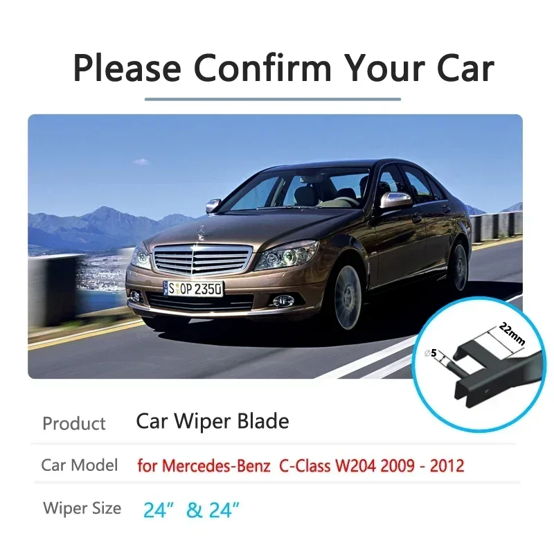 For Mercedes Benz C Class W204 2009 2010 2011 2012 Front Windscreen Windshield Wipers Car Accessories Stickers Car Wiper Blade