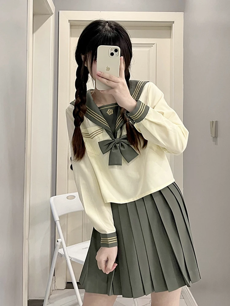 

Tokyo Academy orm een Sailor Suit Set Women's Student Naval irt ort Sve Zipper Straight Leg Polyester Fiber