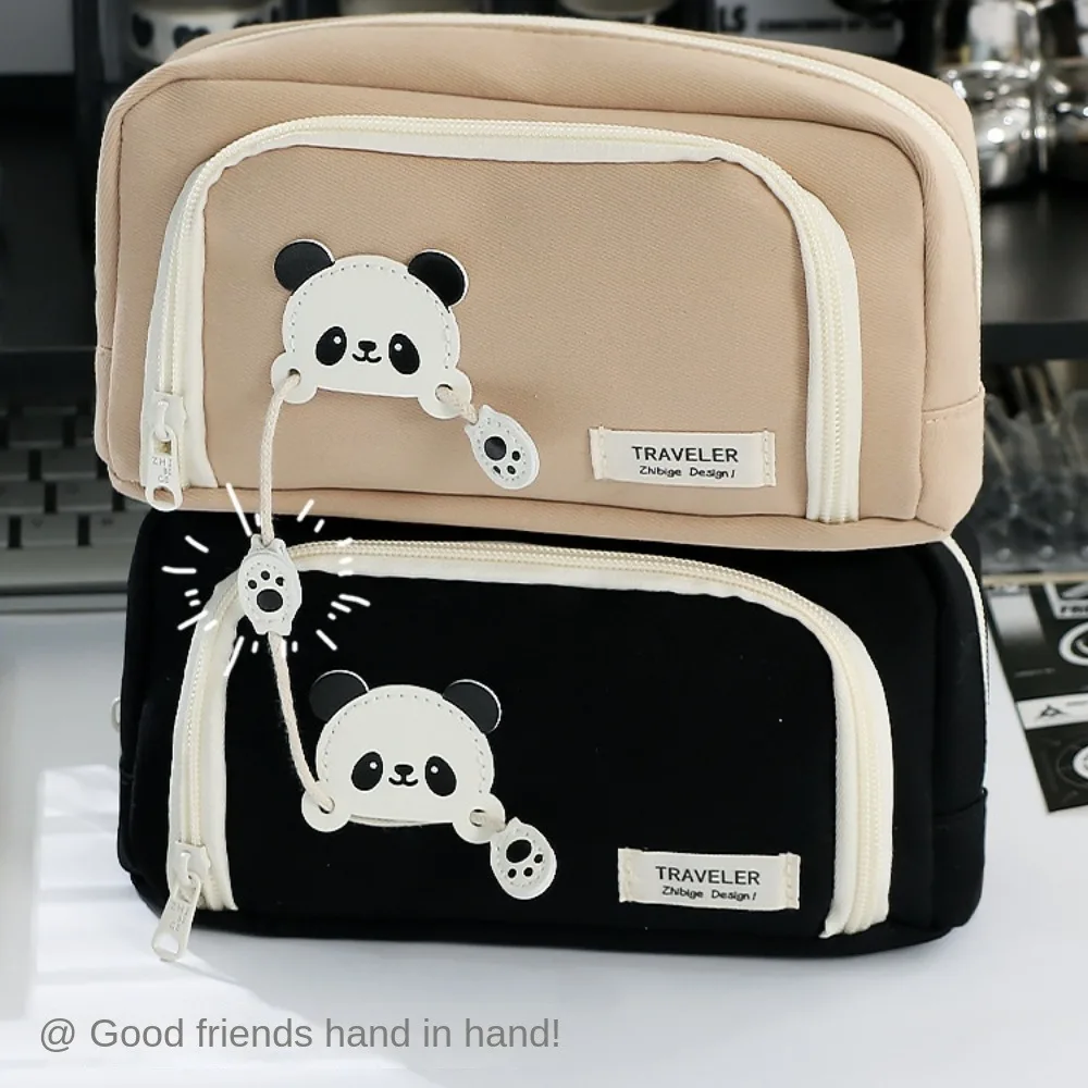 Imagem -02 - Bolsa de Lápis de Grande Capacidade para Meninas Papelaria Estética Pen Case Zipper Pencil Pouch Material Escolar