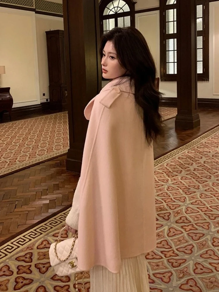 2025 nuovi vestiti autunno inverno Fahsion vera pelliccia di volpe mantello di lana scialle donna spessa calda giacca di lana di canzolano double-face