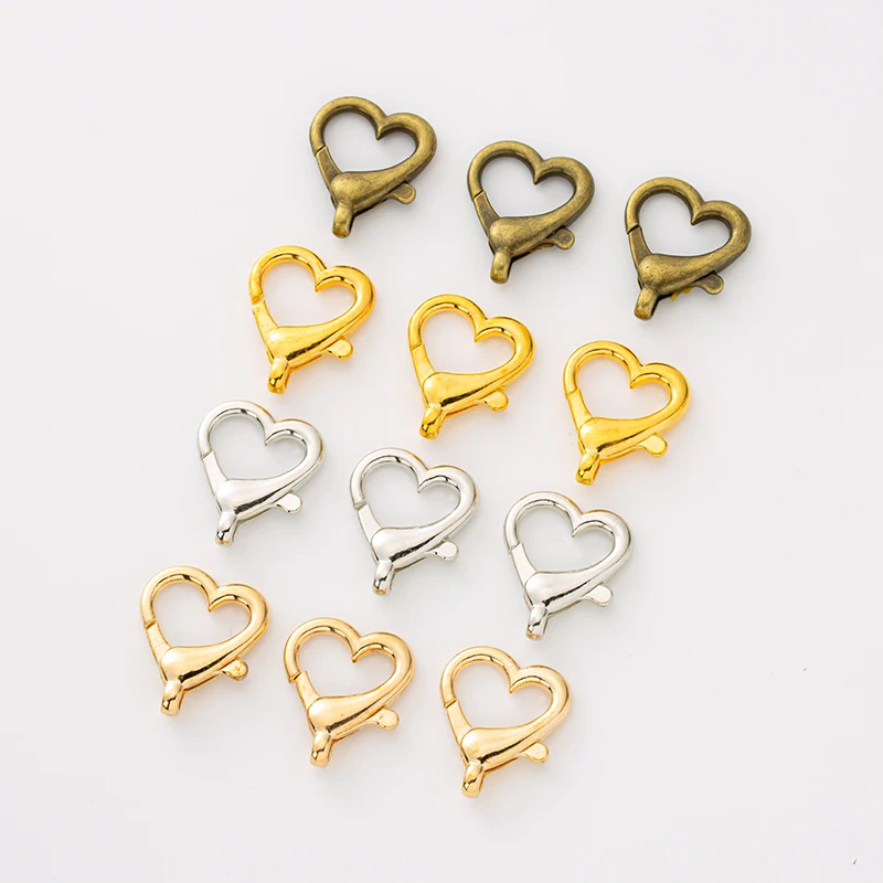 10pcs Heart Lobster Claw Clasp Hook Keyrings For DIY Keychain Key Pendant Connector Jewelry Making Supplies Accessories Material