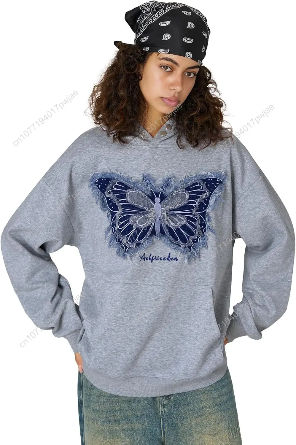 Aelfric Eden толстовки джинсовая толстовка с бабочкой повседневные мешковатые пуловеры с капюшоном уличная одежда унисекс