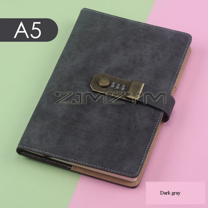 Retro Password Book PU Leather Cover Diary Book Female Lock Diary Simple Art Adult Student Ancient Style Business Notebook