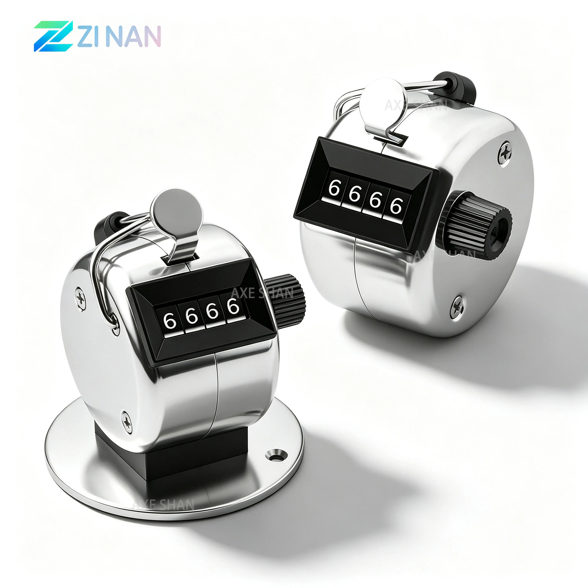  4‑Digit Metal Tally Counter Mechanical Hand Clicker 0‑9999 Resettable for Warehouse People Counting Golf Foot Traffic Cargo