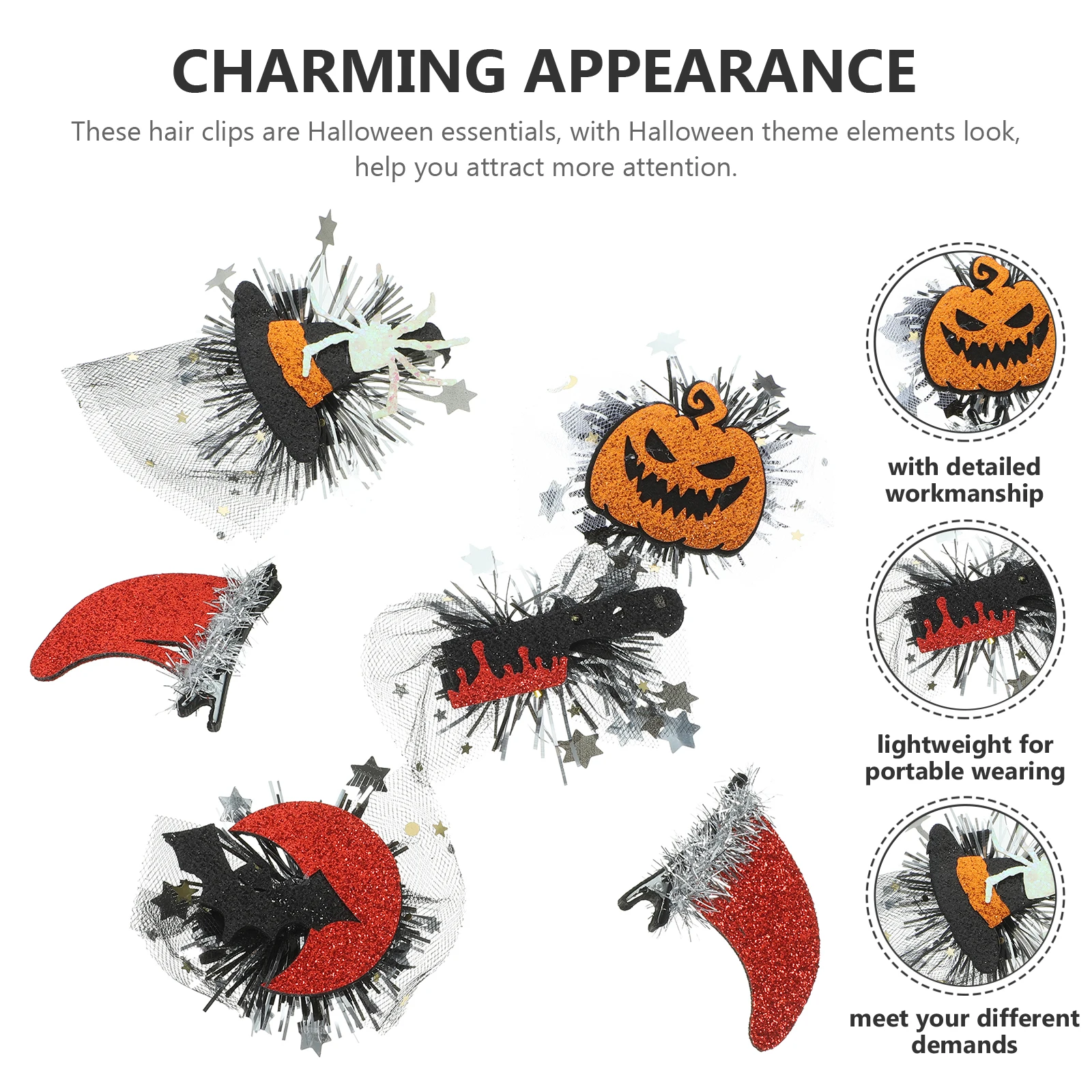 

6 Pcs Hairpin Headgear Clip Halloween Clips Toddler Accessories For Girls Skin Care Barrettes