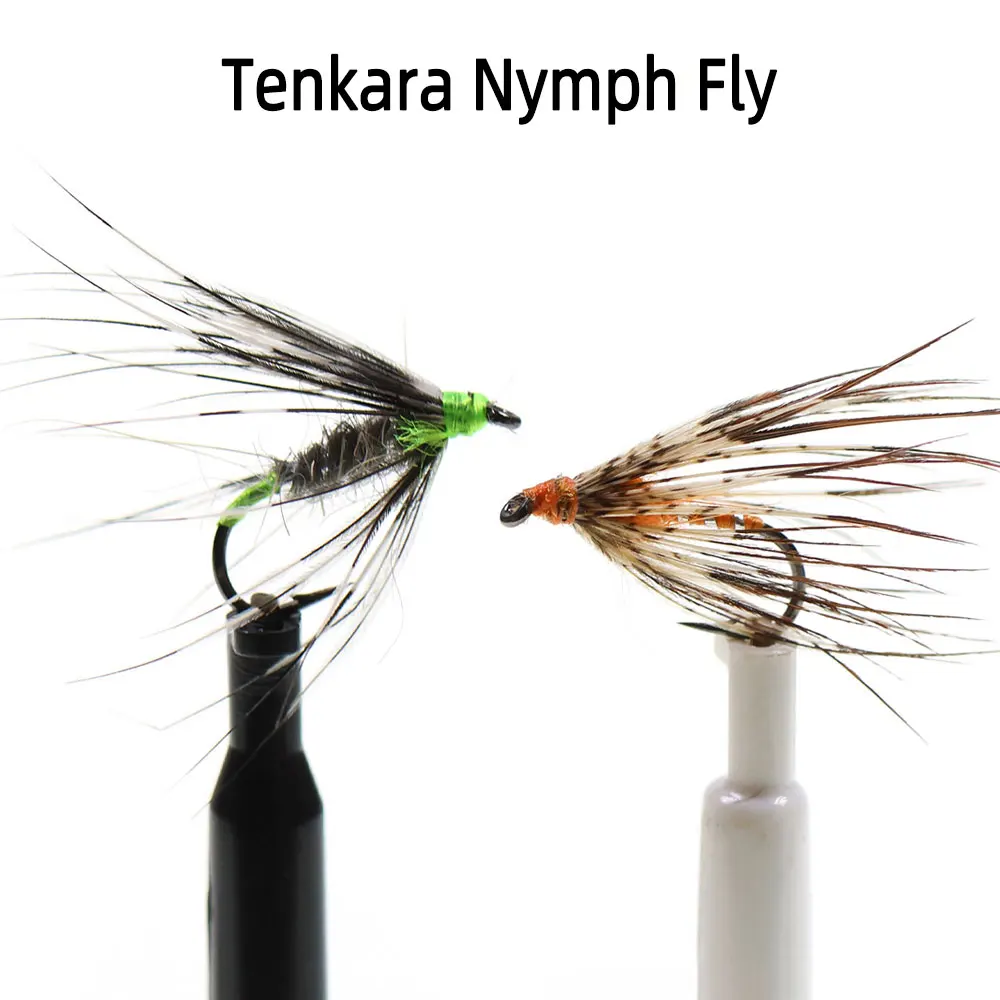 Bimoo 8 Stück # 14 Grizzly Soft Hackle Tenkara Fliegen mit Widerhaken, Wet Midge Fliegen, Tenkara Nymphenfliegen, Forellen- und Grayling-Angelköder – Detail 2