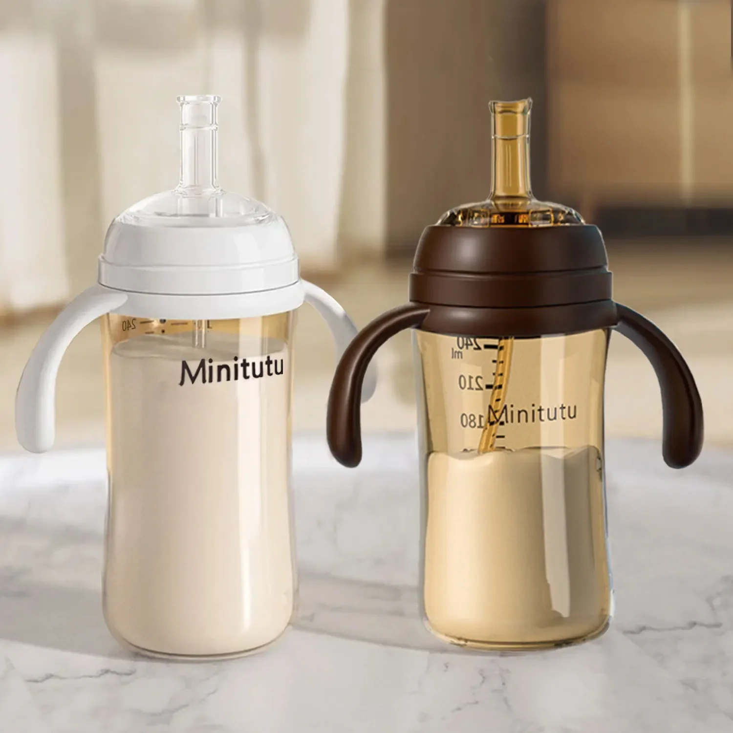 

240ml Baby Sippy Cup with Gravity Ball Straw - Food-grade PP, Leak-Proof & Drop-Resistant Design