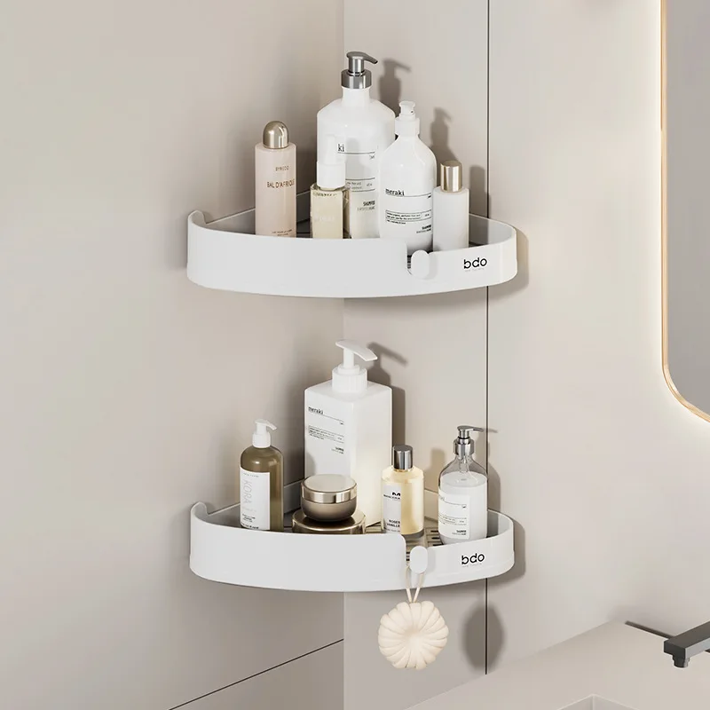 Bathroom Storage Rack No Drill Wall Mount Corner Shelf Shower Holder For WC Shampoo Organizer Kitchen Shelf  Shower Storage Rack