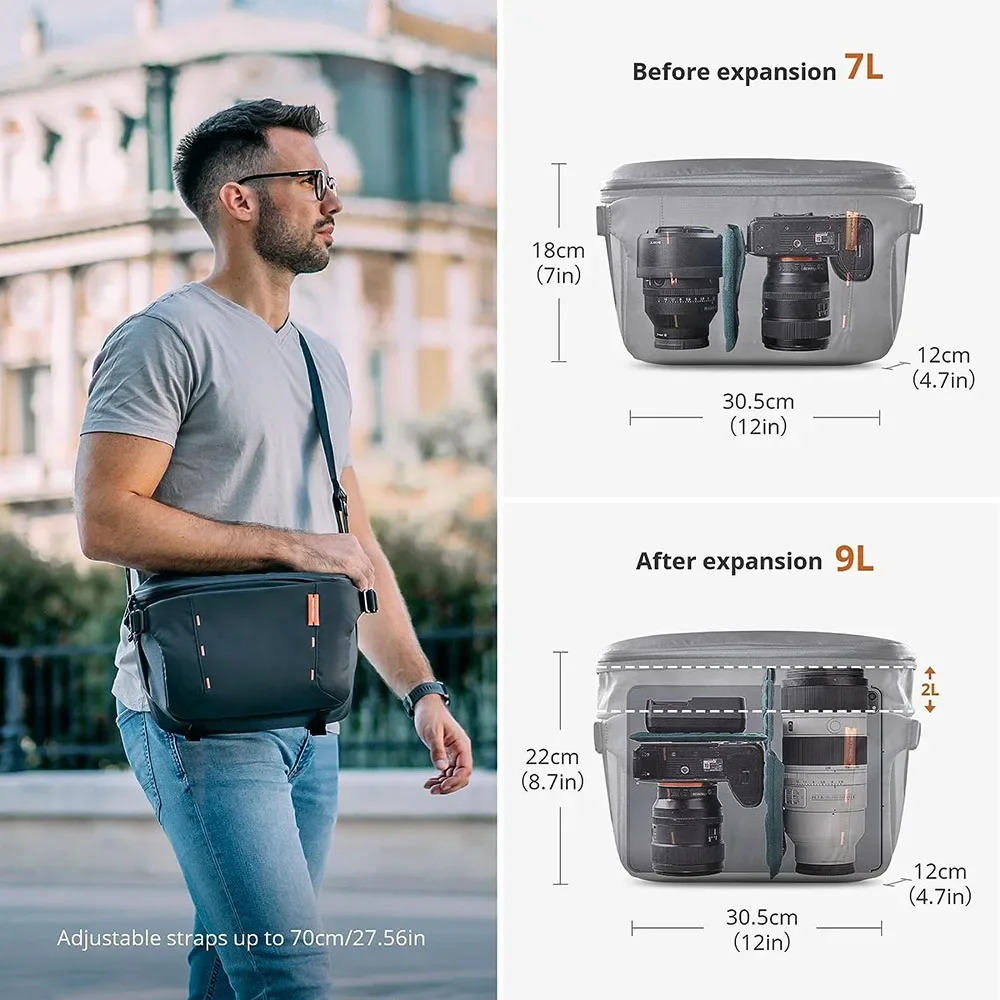 PGYTECH OneMo Sling Bag 7L 9L Crossbody Camera Bag For DSLR and Mirrorless Camera Lenses DJI Mavic Series Combo Photography Bag