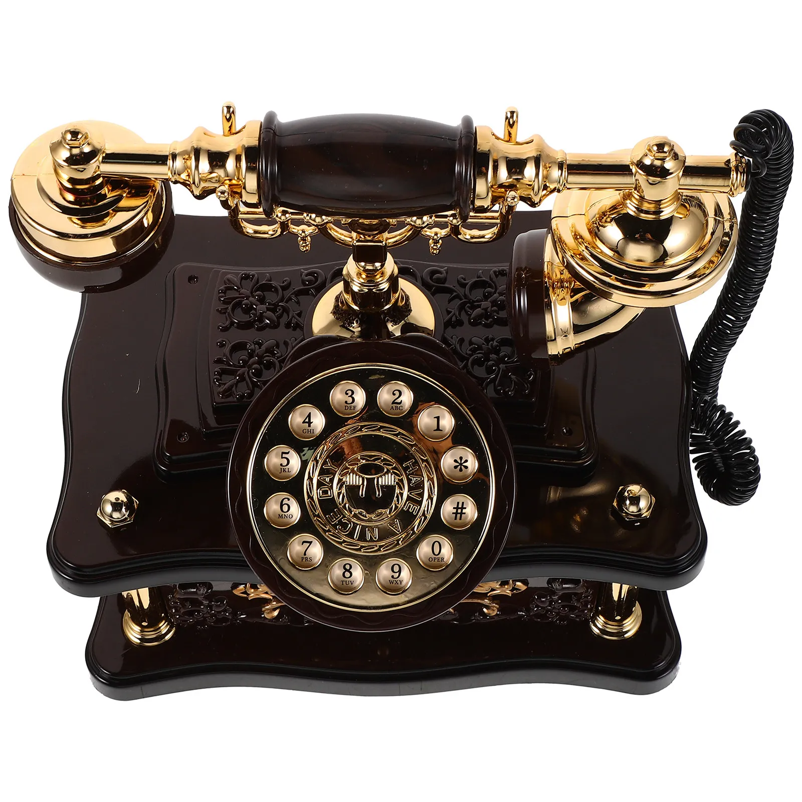 Vintage Telephone Music Box Retro Dial Telephone Decoration Old Fashioned Landline Phone Desktop Accent for Wine Cabinet Shelf