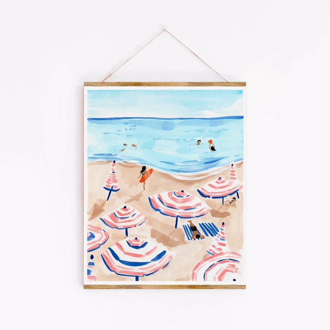 3PCS Large-sized frameless canvas paintings,Cheerful Coastal Beach Wall Art - Soft, Loose Brushstroke Print of a Summer Beach Da