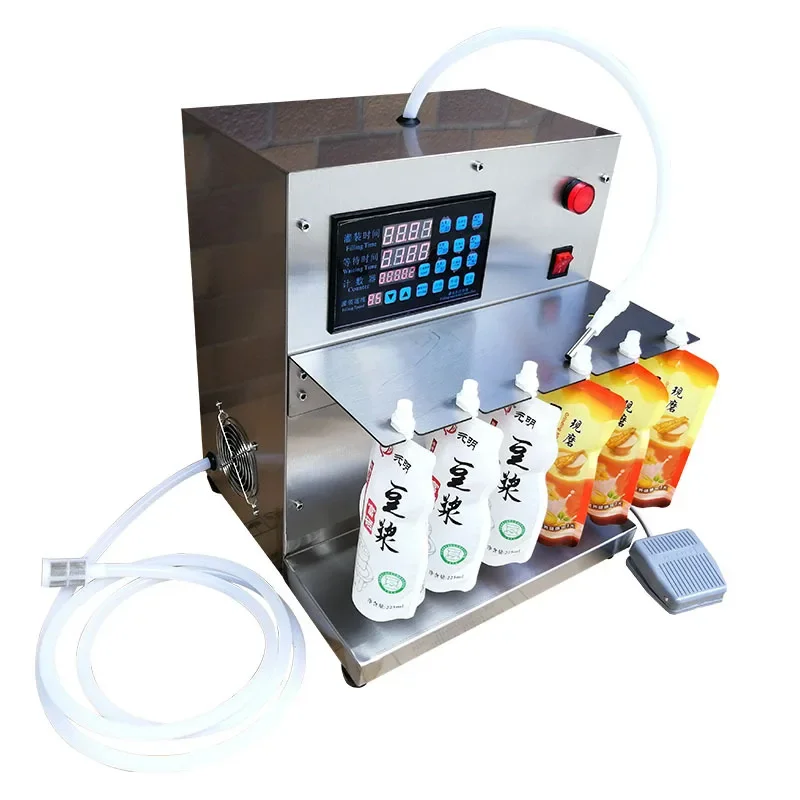 Pneumatic Semi-automatic Spout Pouch Viscous Liquid Filling and Capping Machines for Soybean Milk and Juice