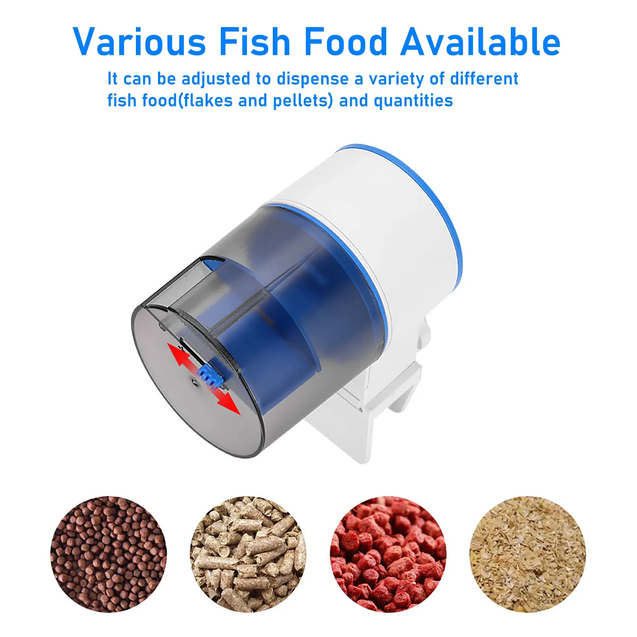 Aquarium Fish Tank Auto Fish Food Dispenser (2AA Battery Not Include), Automatic Feeder with 110ml & 240ml Capacity Food Bucket