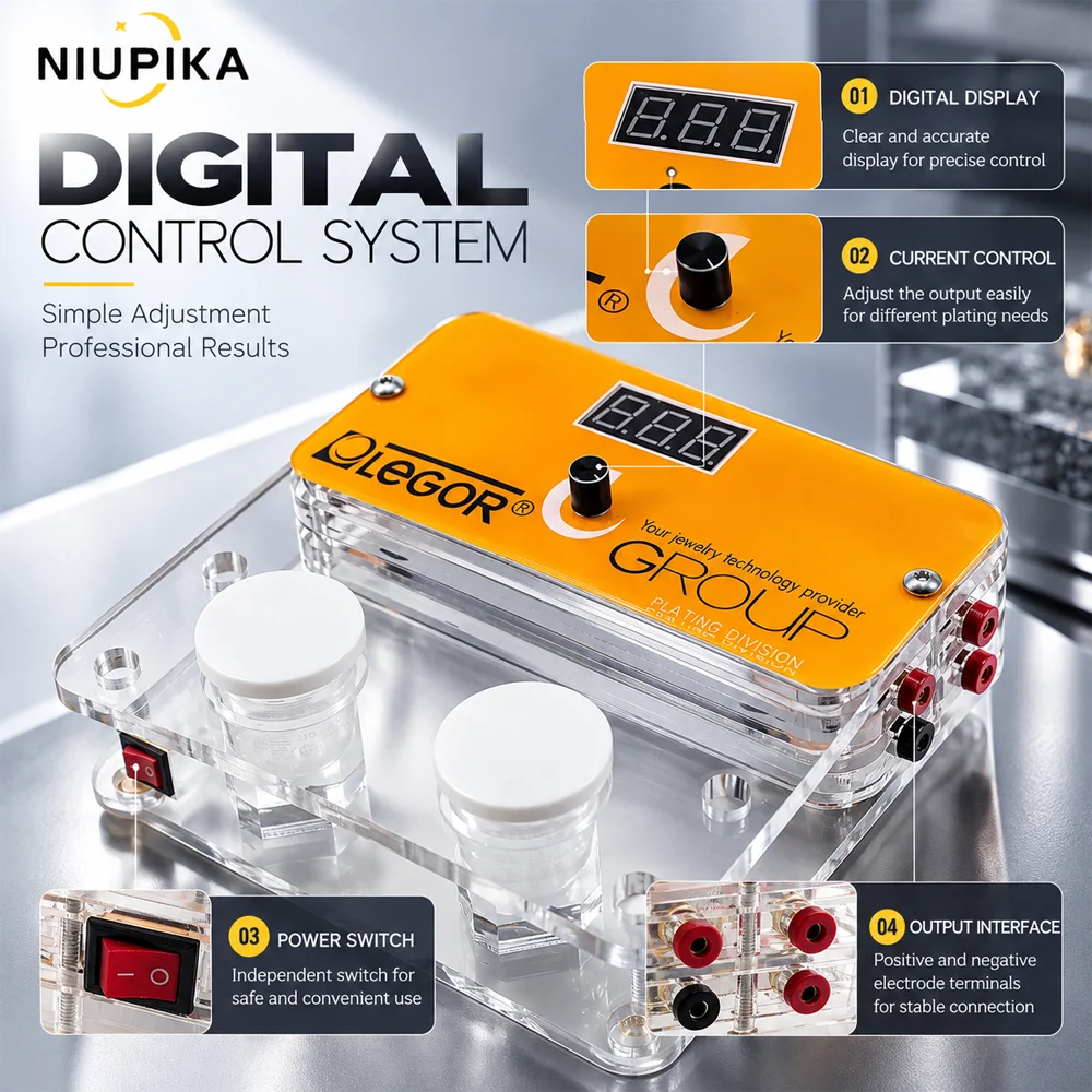NIUPIKA Digital Jewelry Pen Plating Machine Kit Gold Silver Electroplating System Precise Repair Restoration Goldsmith Tools 12V
