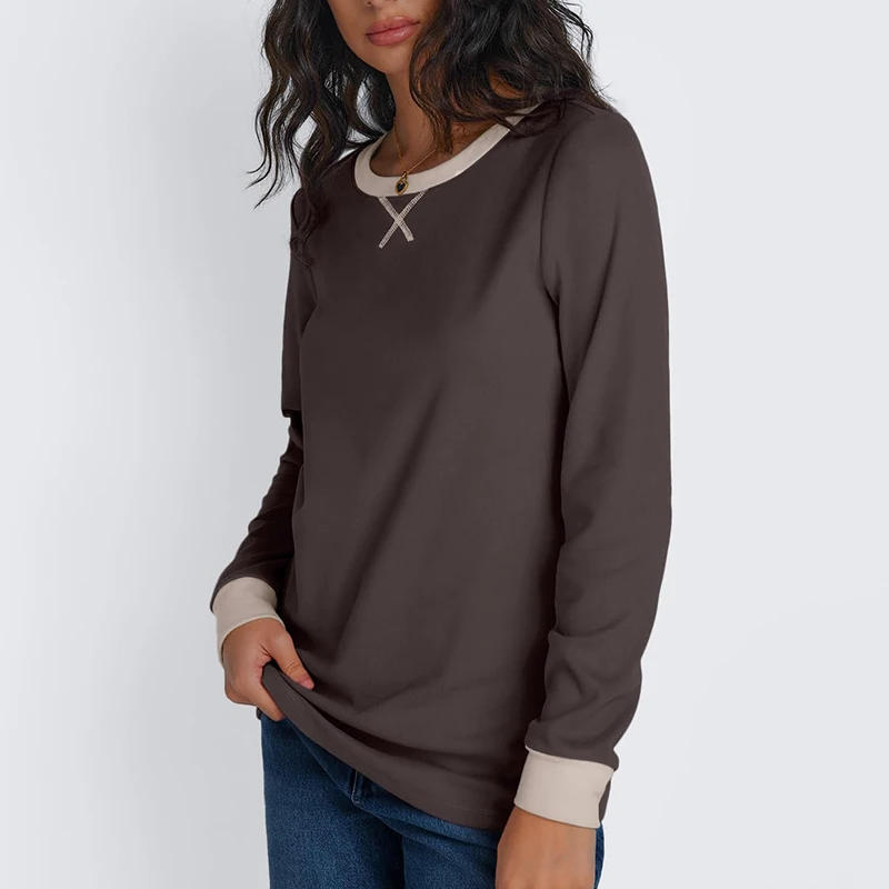 Cozy Comfortable Long Sleeve Pullover Tops For Women Fall Winter Casual Loose Fit Fashion Street Pullover Sweatshirt