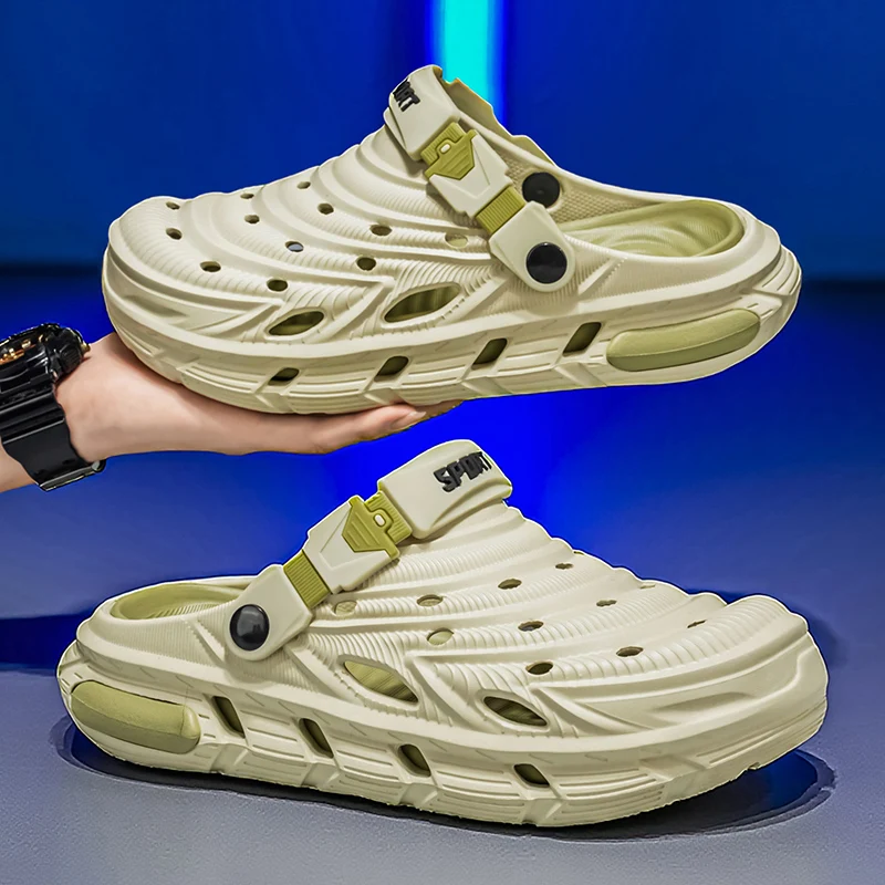 Breathable Slip-On Sandals Men's Home Leisure Beach Shoes Comfortable Open-Toe Flip Flops Spring Summer Seasonal Footwear