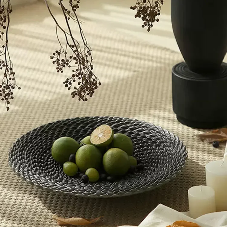 

French medieval black woven fruit plate home coffee table desktop decoration art ornament