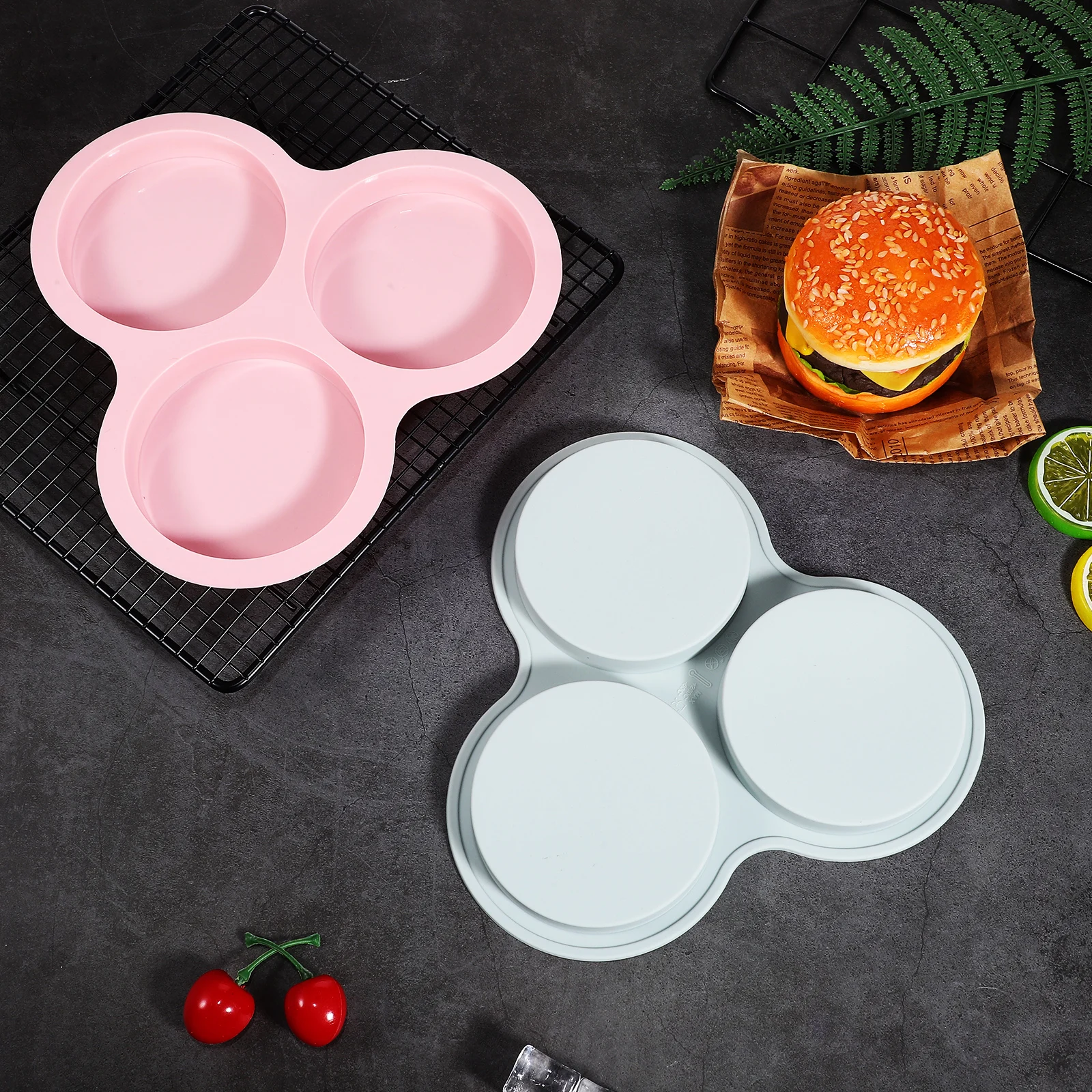 

2 Pcs Cake Mold 1 Pink Food Grade Silicone Baking Molds Easy Clean Nonstick Safe High Fryer Oven Compatible