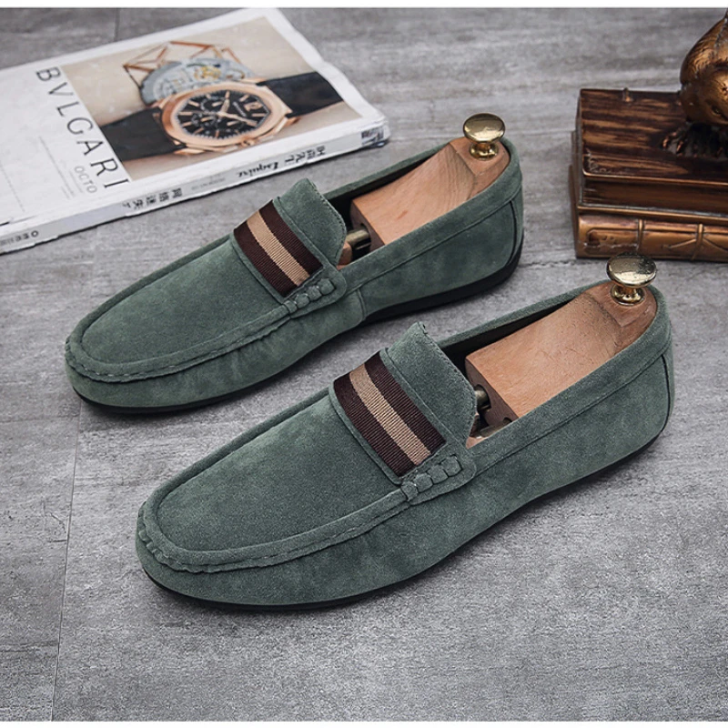 Slip on Loafers Men\'s Casual Shoes Cow Suede Luxury Flats Fashion Mens Moccasins Leather Zapatos Hombre Driving Shoes for Men