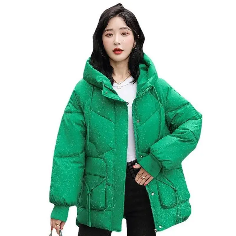 Manteau à capuche épais et chaud pour femme, veste coréenne ample rembourrée en coton, Parkas, nouvelle collection hiver 2025