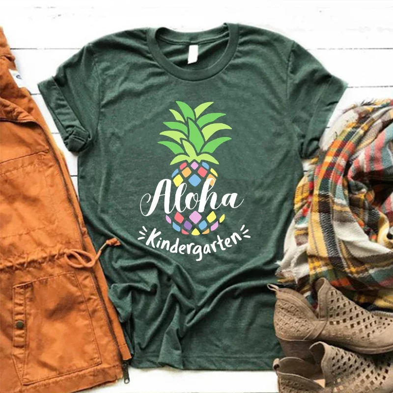 

Aloha Kindergarten Shirt Back To School Shirts Kindergarten Rainbow Tee Teacher Life Shirts First Grade Teacher Clothes Gift L